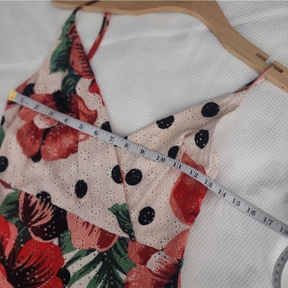 Farm Rio Riviera Eyelet Maxi Dress Anthropologie Riviera Red Floral - Picture 14 of 15